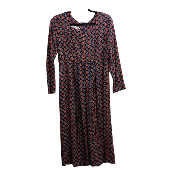 jonathan martin Dresses & Skirts - JONATHAN MARTIN Women's Navy Floral Button Front Cottagecore Midi Dress Size 12